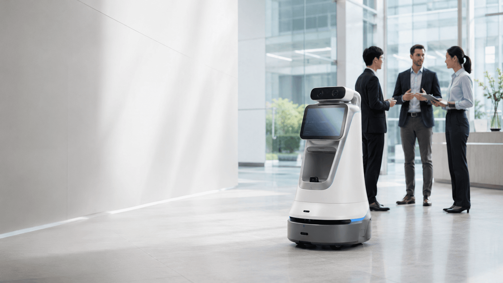 Concept visual of an assistance system in a corporate office environment
