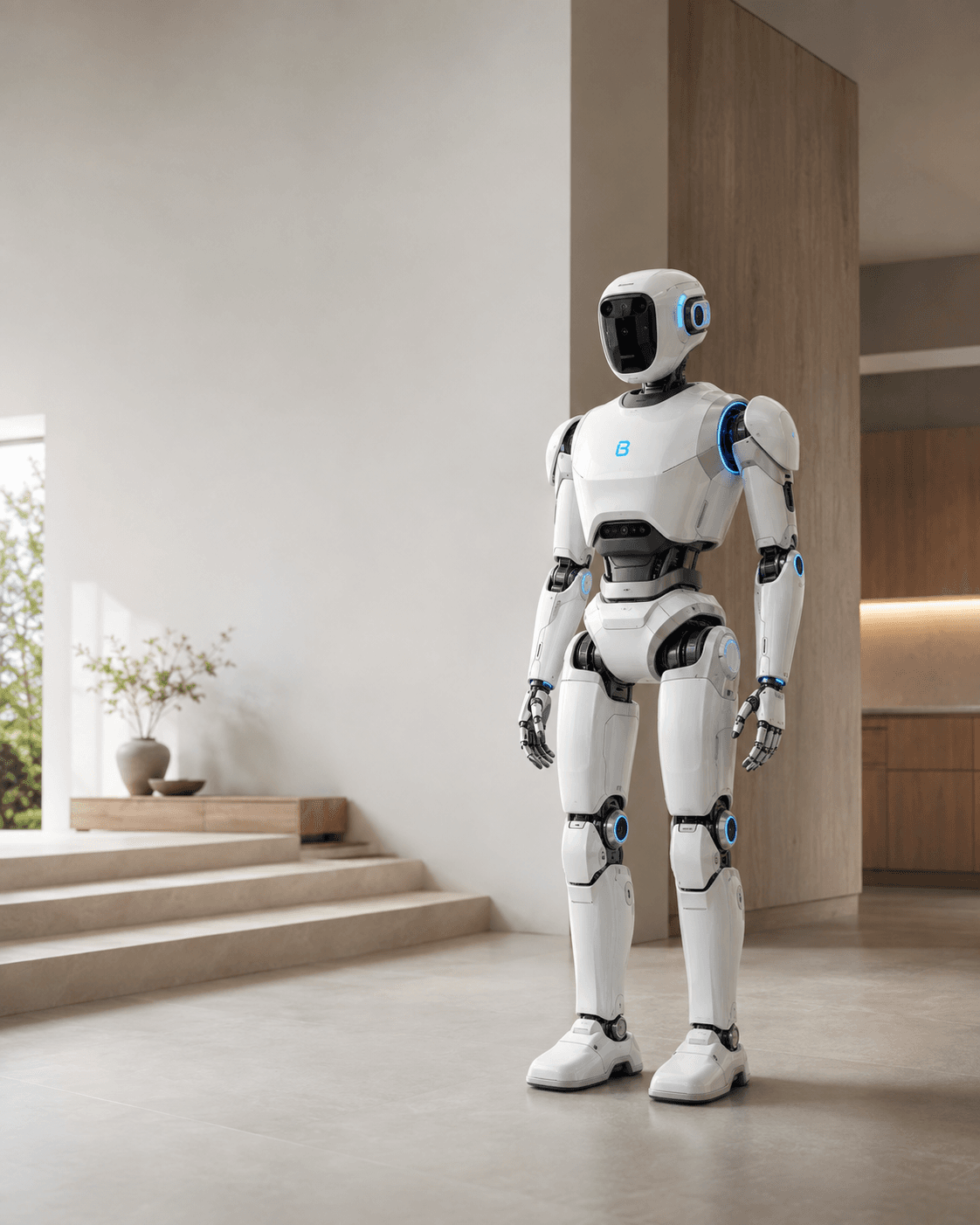 Concept visual of a BELTH humanoid standing in a modern home interior